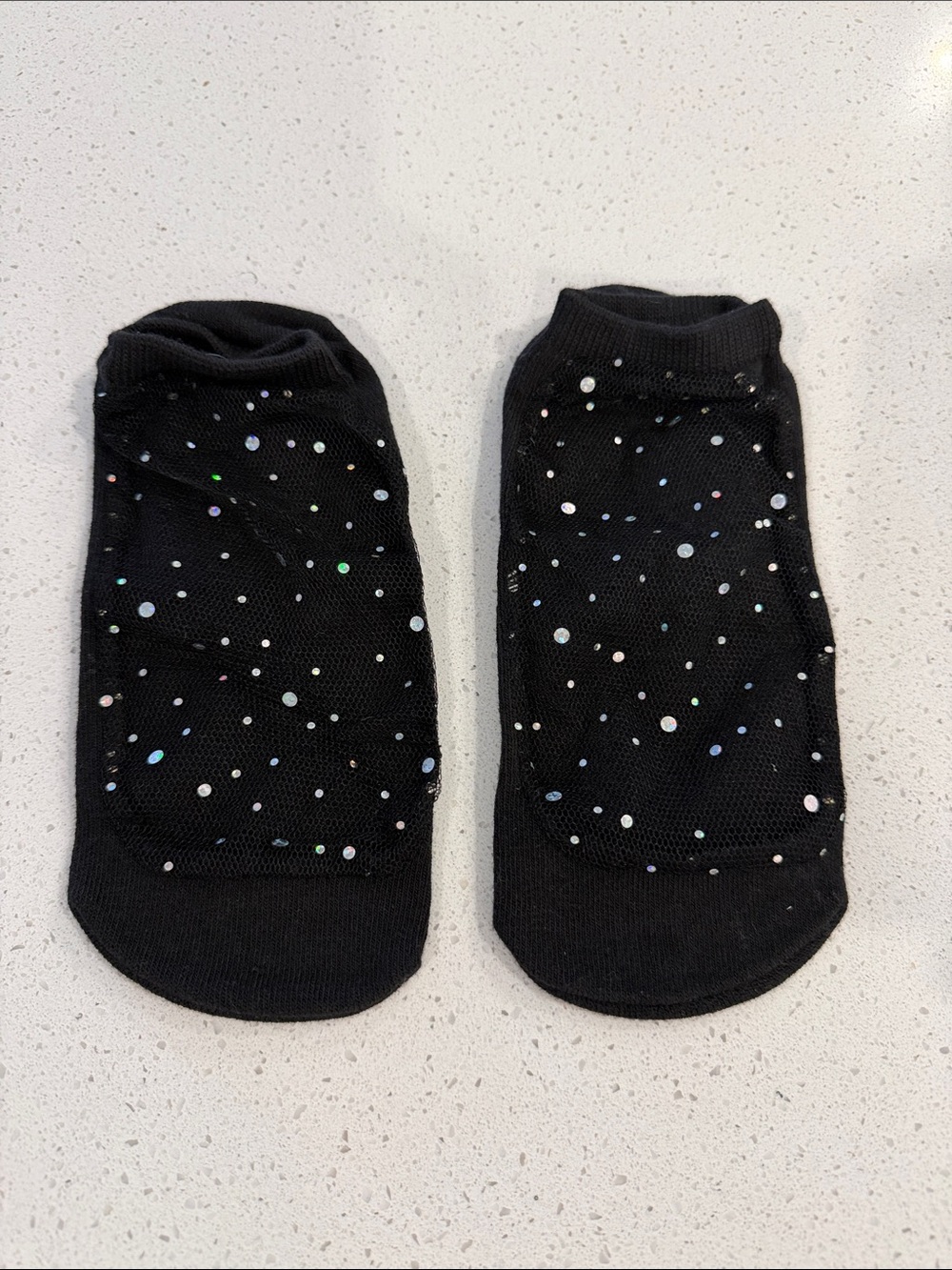 Black No-Show Socks with Sparkle Dot Accents